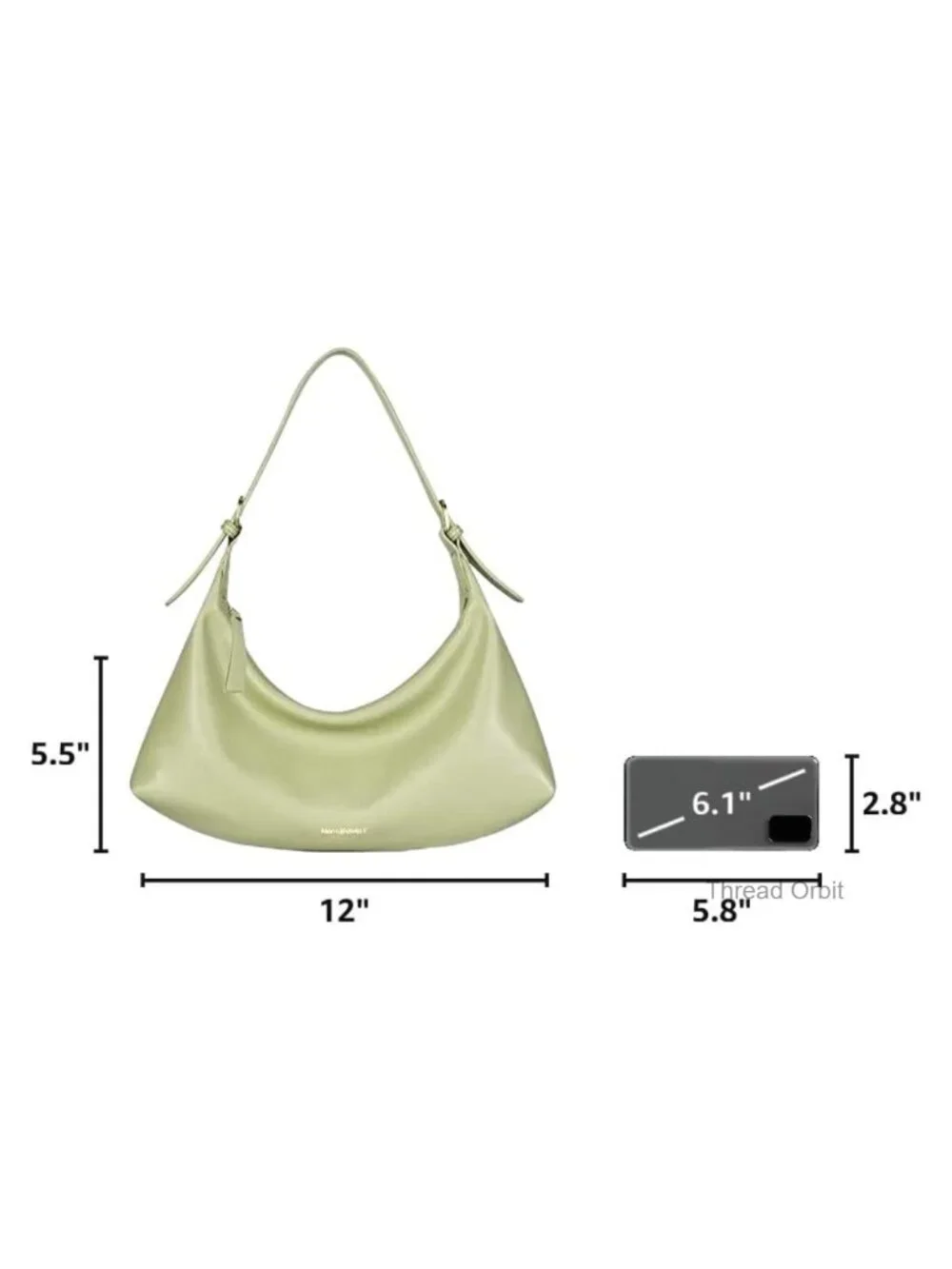 Medium Vegan Leather Crescent Hobo Shoulder Bag with Removable Handle
